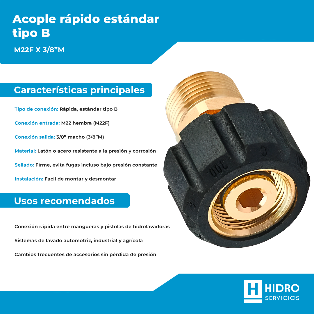 ACOPLE RAPIDO TIPO B M22F x 3/8"M