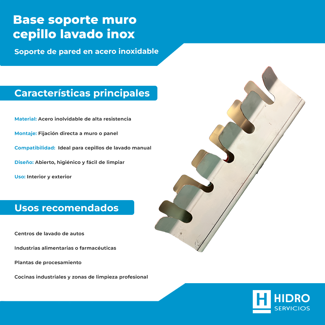 BASE SOPORTE MURO CEPILLO LAVADO INOX