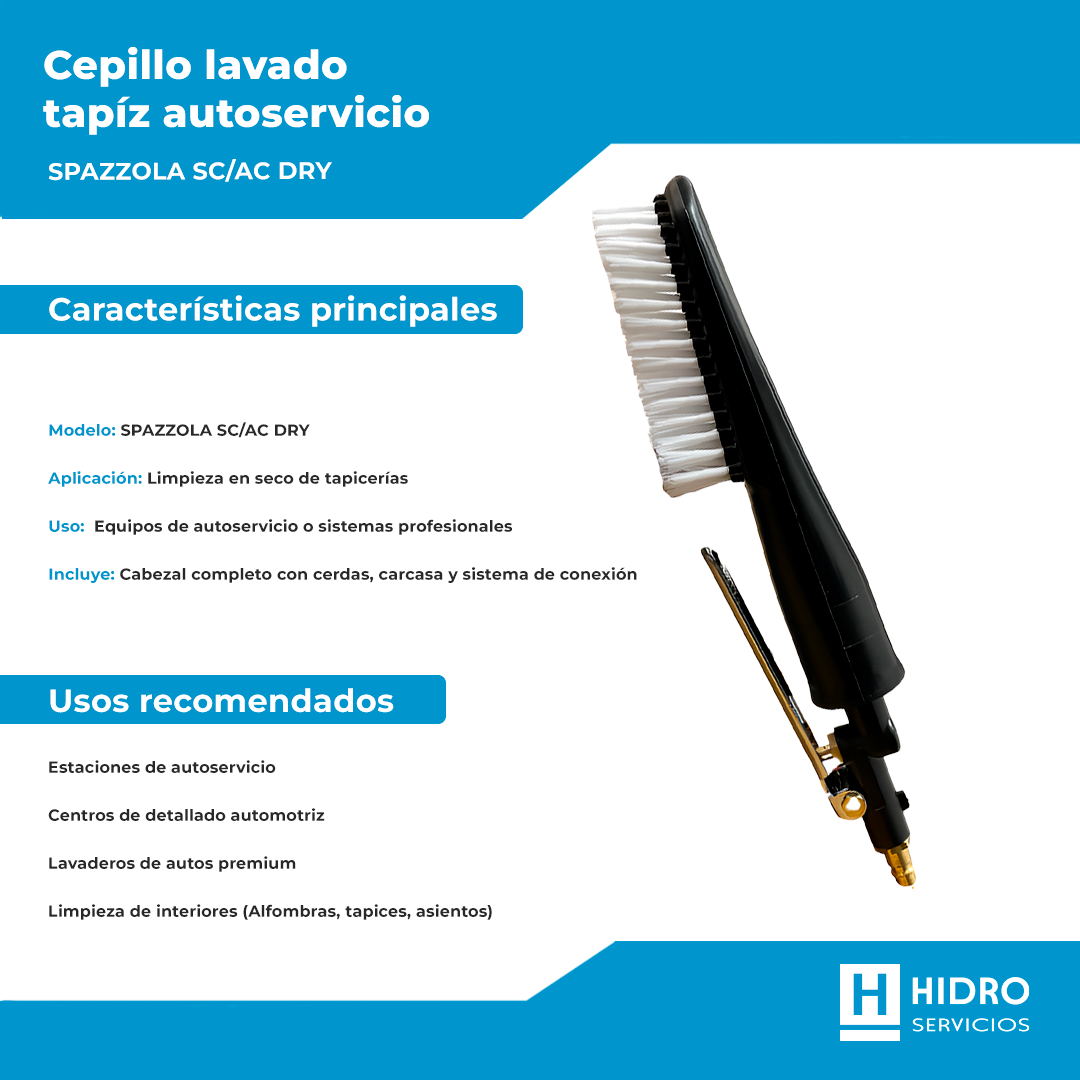 CEPILLO LAVADO TAPIZ AUTOSERVICIOSPAZZOLA SC/AC DRY COMPLETA