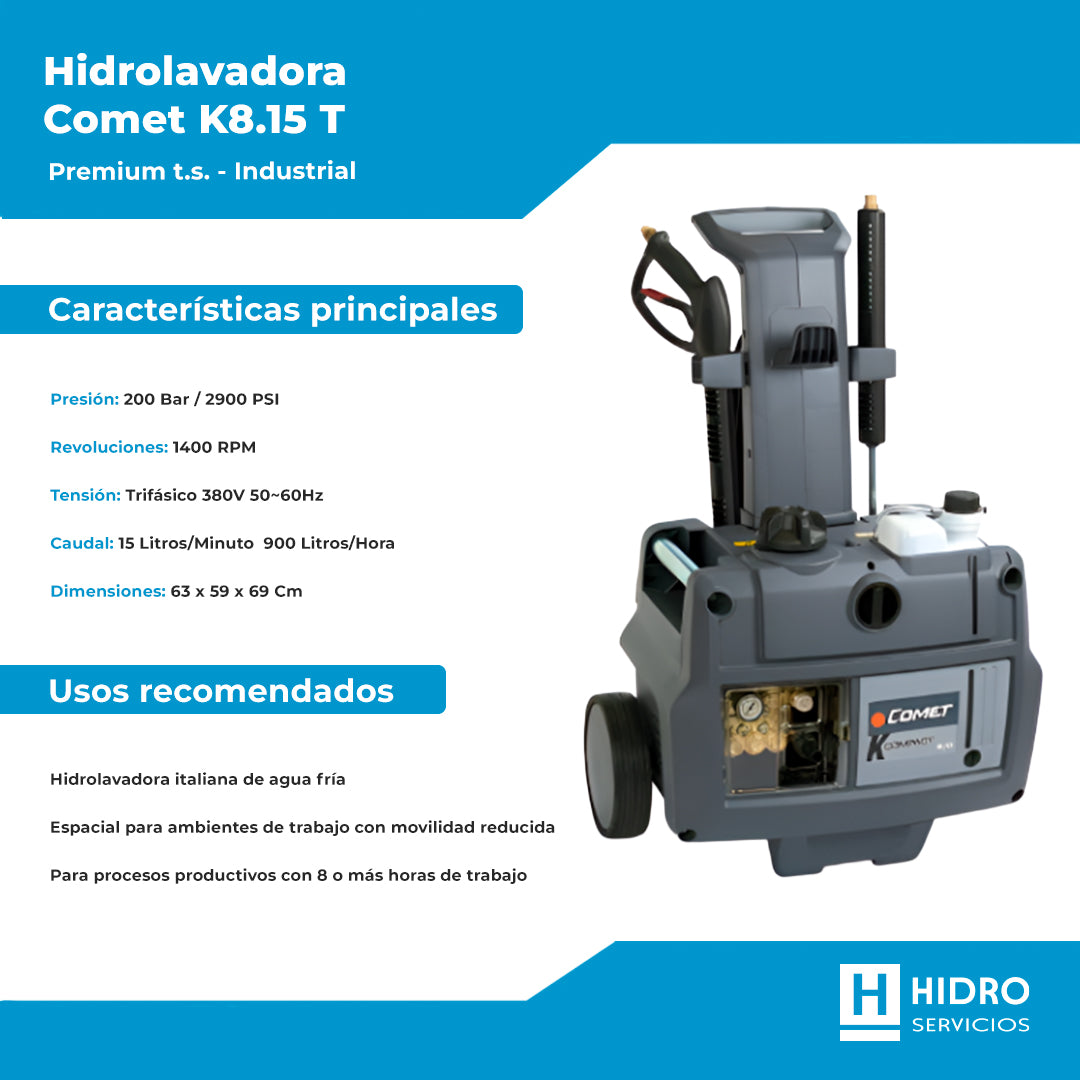 HIDROLAVADORA COMET K8.15 T PREMIUM T.S.