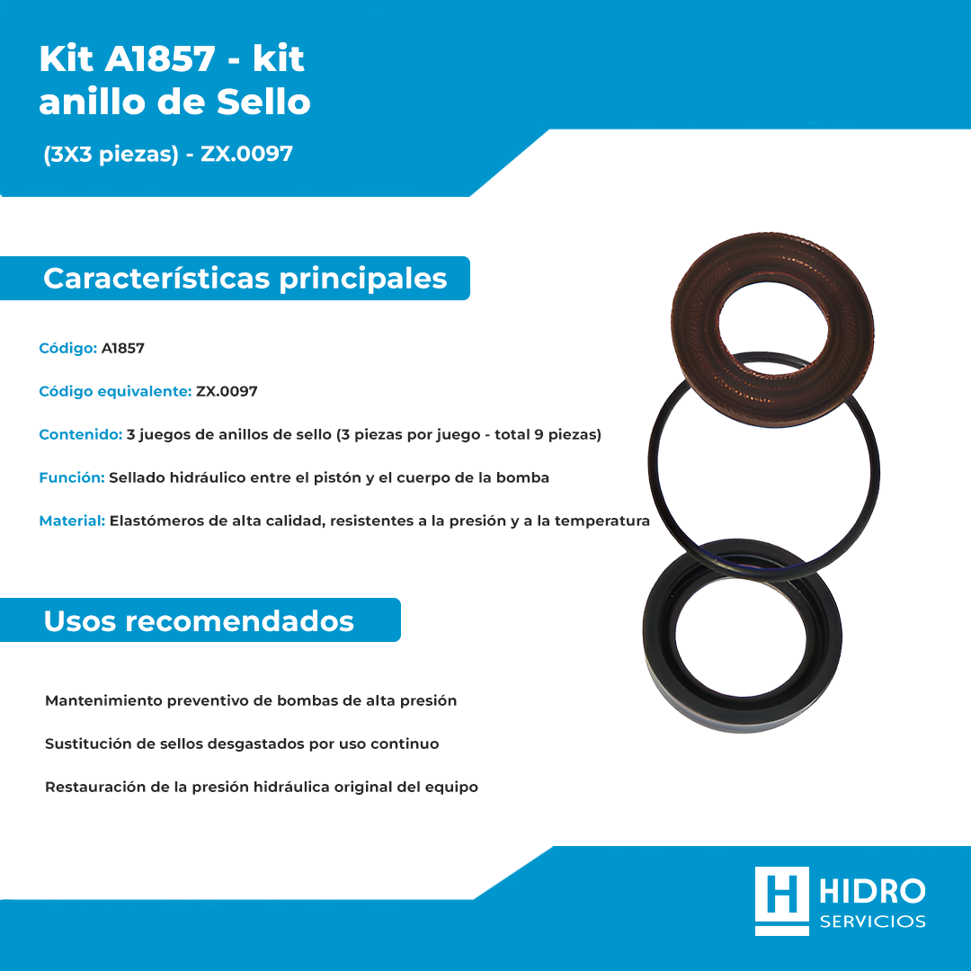 KIT A1857 KIT ANILLO SELLO (3X3 PIEZAS) ZX.0097
