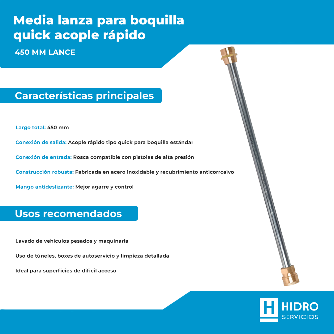 MEDIA LANZA PARA BOQUILLA QUICK ACOPLE RÁPIDO 450MM LANCE