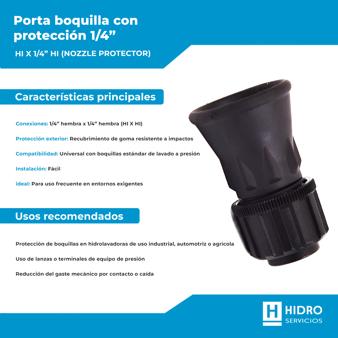 PORTA BOQUILLA CON PROTECCIÓN 1/4" HI x 1/4" HI (NOZZLE PROTECTOR)
