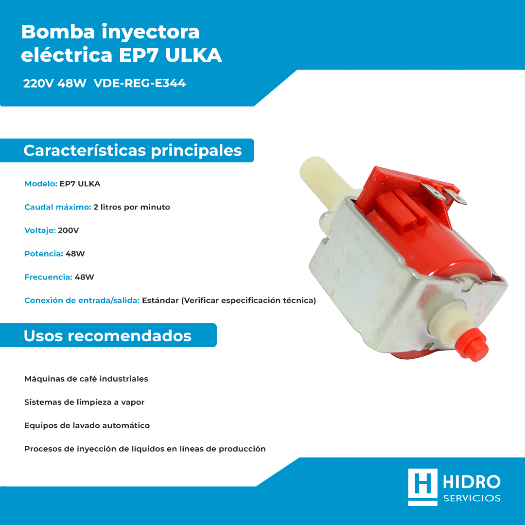BOMBA INYECTORA EP7 ULKA 2 LITROS X MINUTO 220V 48W VDE-REG-E344