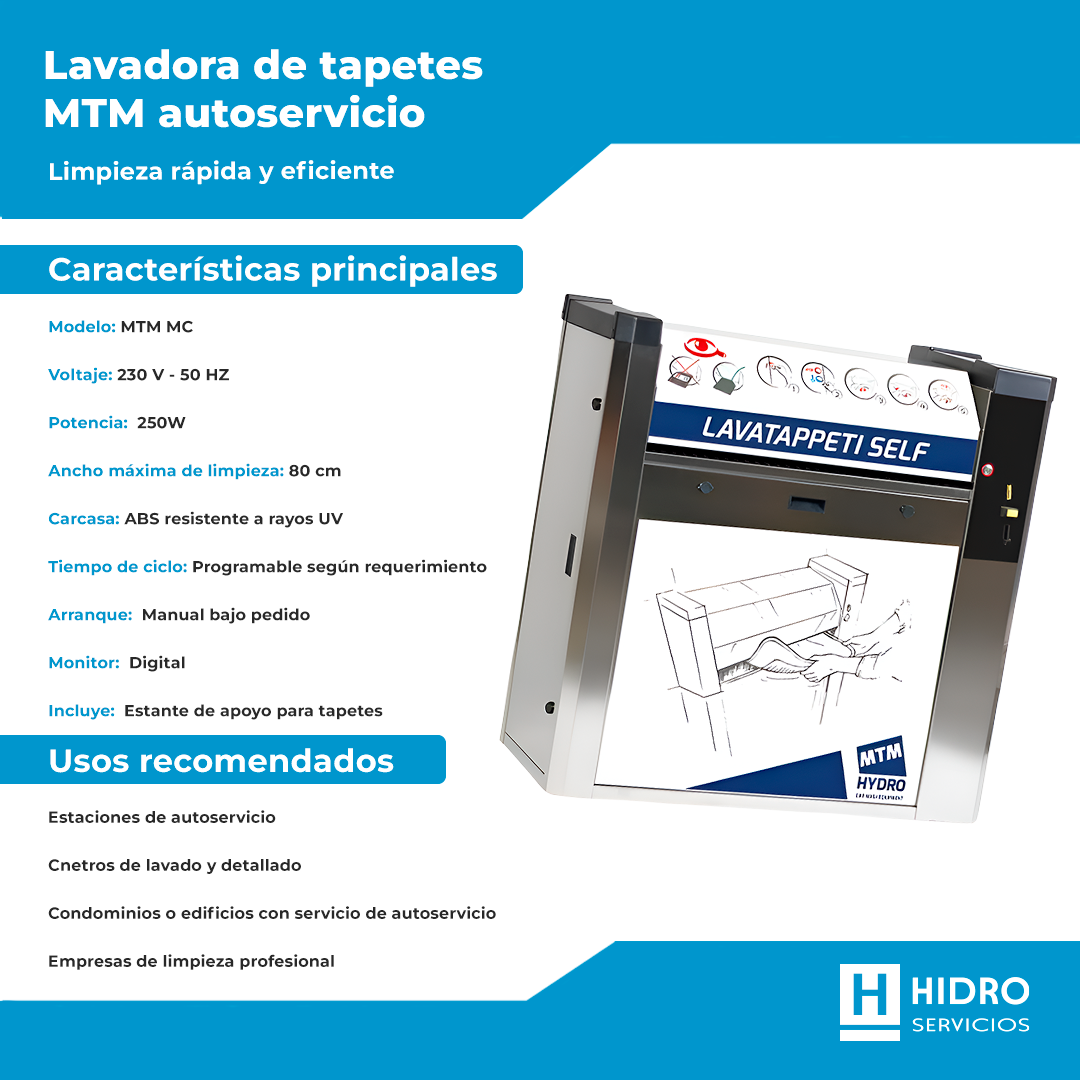 LAVADORA TAPETES AUTOSERVICIO MTM