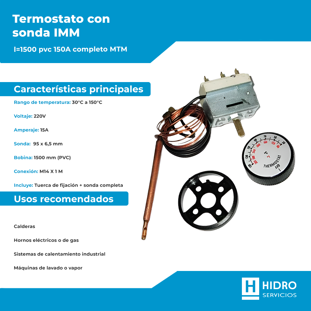 TERMOSTATO CON SONDA IMM. L=1500 PVC 150A COMPLETO MTM