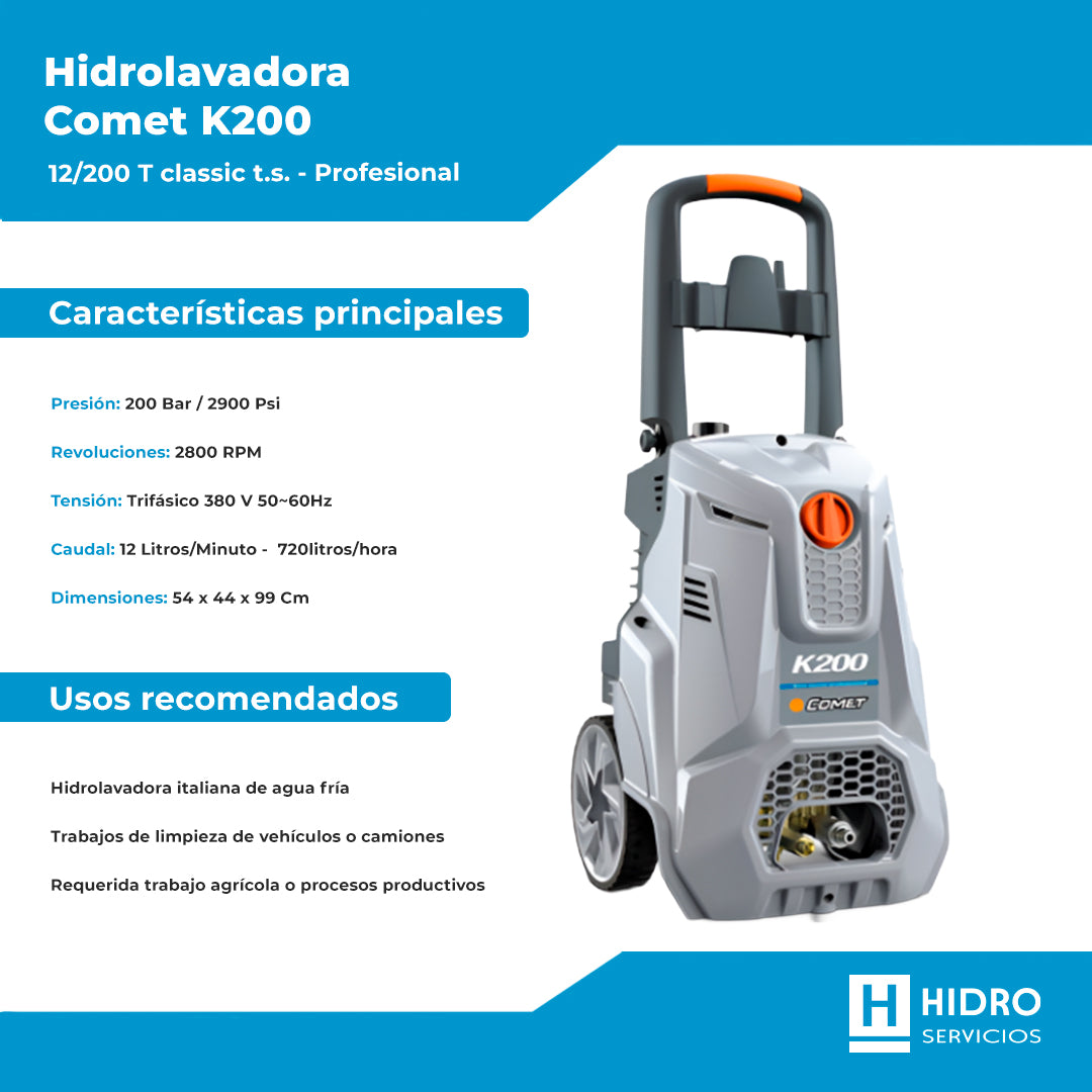 HIDROLAVADORA COMET K200 12/200T CLASSIC TS