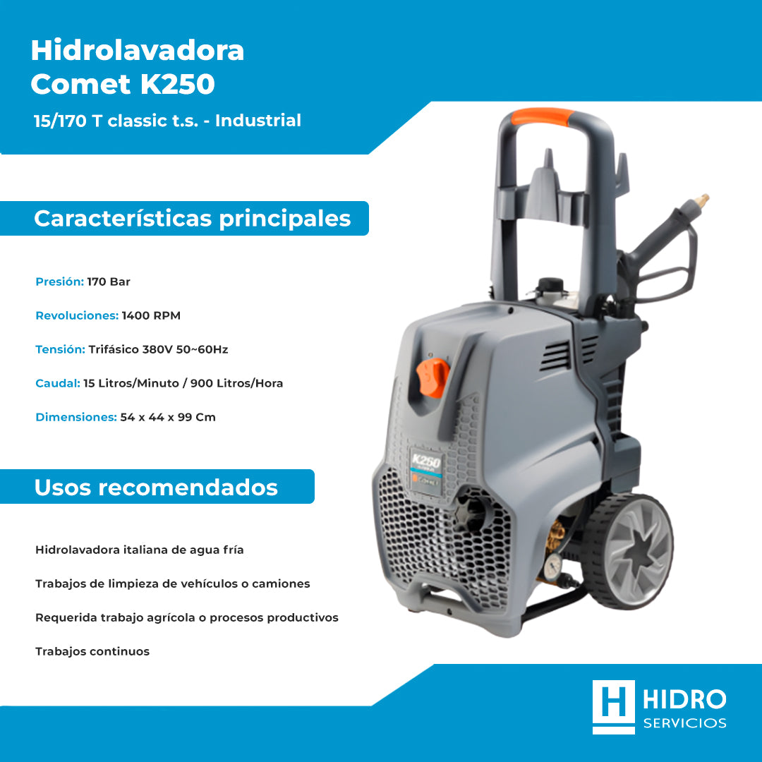 HIDROLAVADORA COMET K250 15/170 T CLASSIC TS