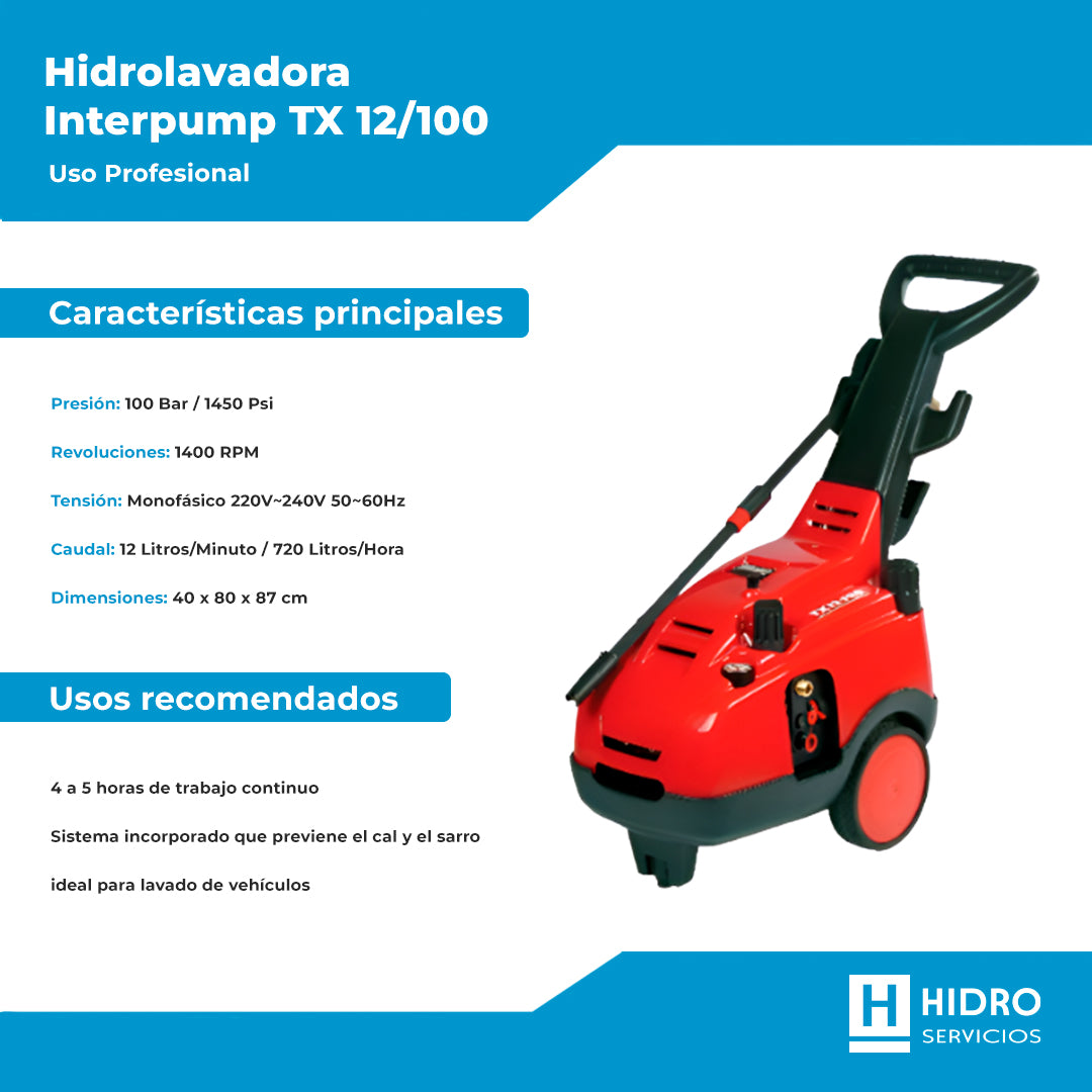 HIDROLAVADORA INTERPUMP TX 12/100
